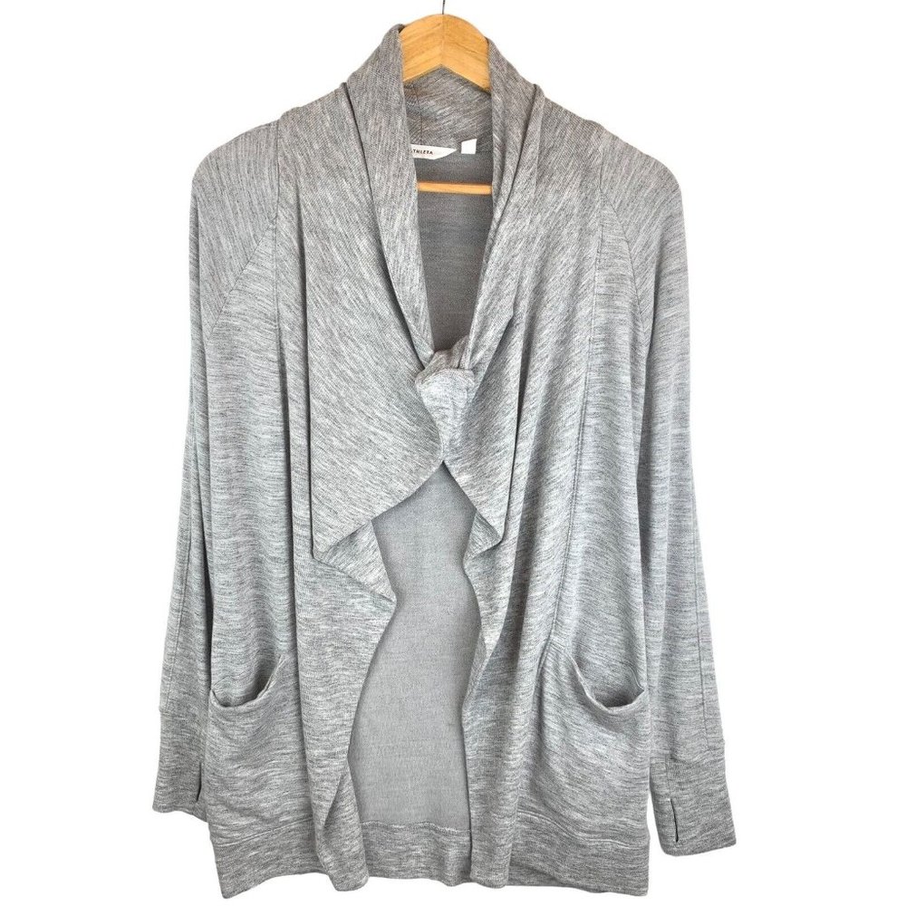 Athleta Gray Long Sleeve Cardigan Sweater. XS. Waterfall Front‎ Magnetic Closure